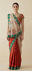 Sanskriti Vintage Red Pure Silk Net Saree Bead Woven 6+YD SariFabric & Blouse Pc