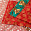 Sanskriti Vintage Red Pure Silk Net Saree Bead Woven 6+YD SariFabric & Blouse Pc