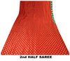 Sanskriti Vintage Red Pure Silk Net Saree Bead Woven 6+YD SariFabric & Blouse Pc