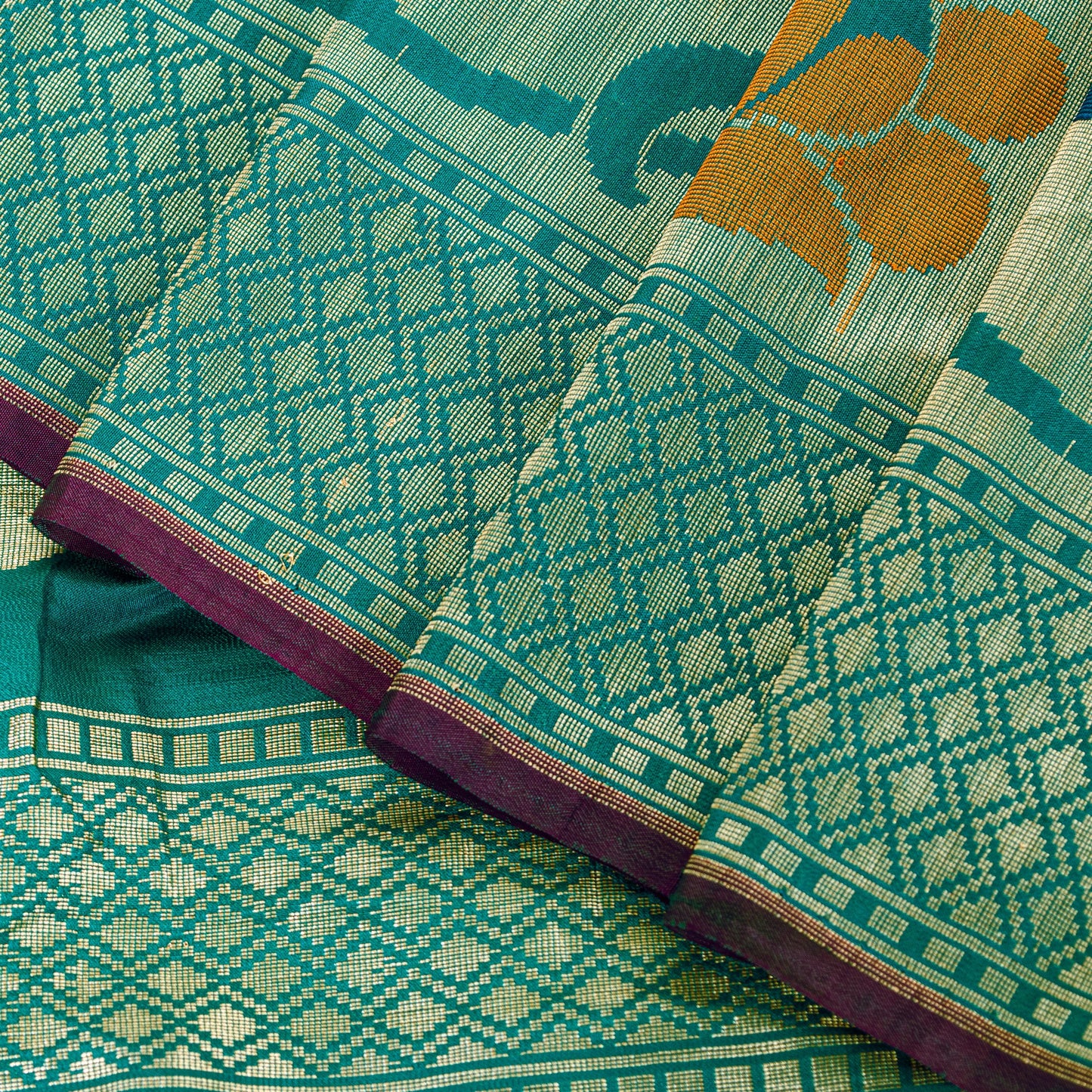 Sanskriti Vintage Blue Pure Silk Saree Brocade Woven 6+YD Sari Fabric &Blouse Pc