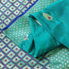 Sanskriti Vintage Blue Pure Silk Saree Brocade Woven 6+YD Sari Fabric &Blouse Pc