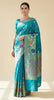 Sanskriti Vintage Blue Pure Silk Saree Brocade Woven 6+YD Sari Fabric &Blouse Pc