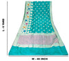 Sanskriti Vintage Blue Pure Silk Saree Brocade Woven 6+YD Sari Fabric &Blouse Pc