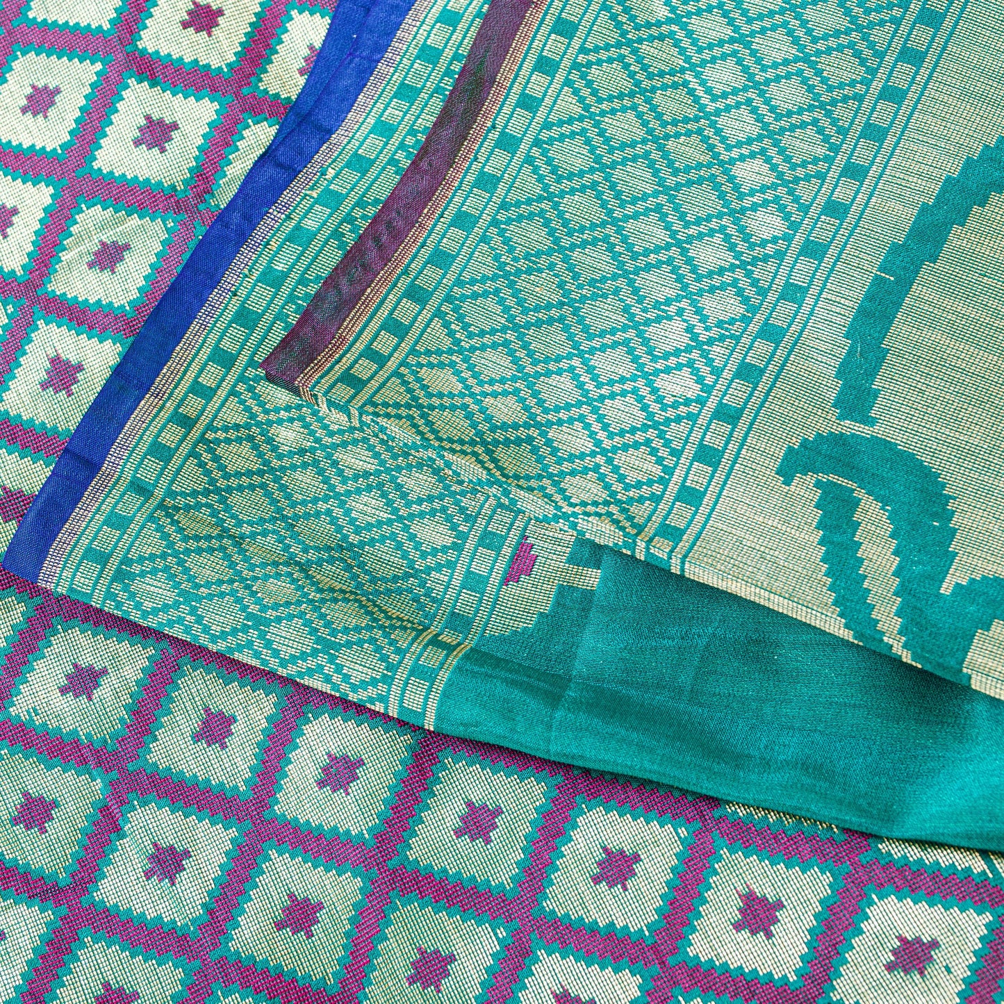 Sanskriti Vintage Blue Pure Silk Saree Brocade Woven 6+YD Sari Fabric &Blouse Pc