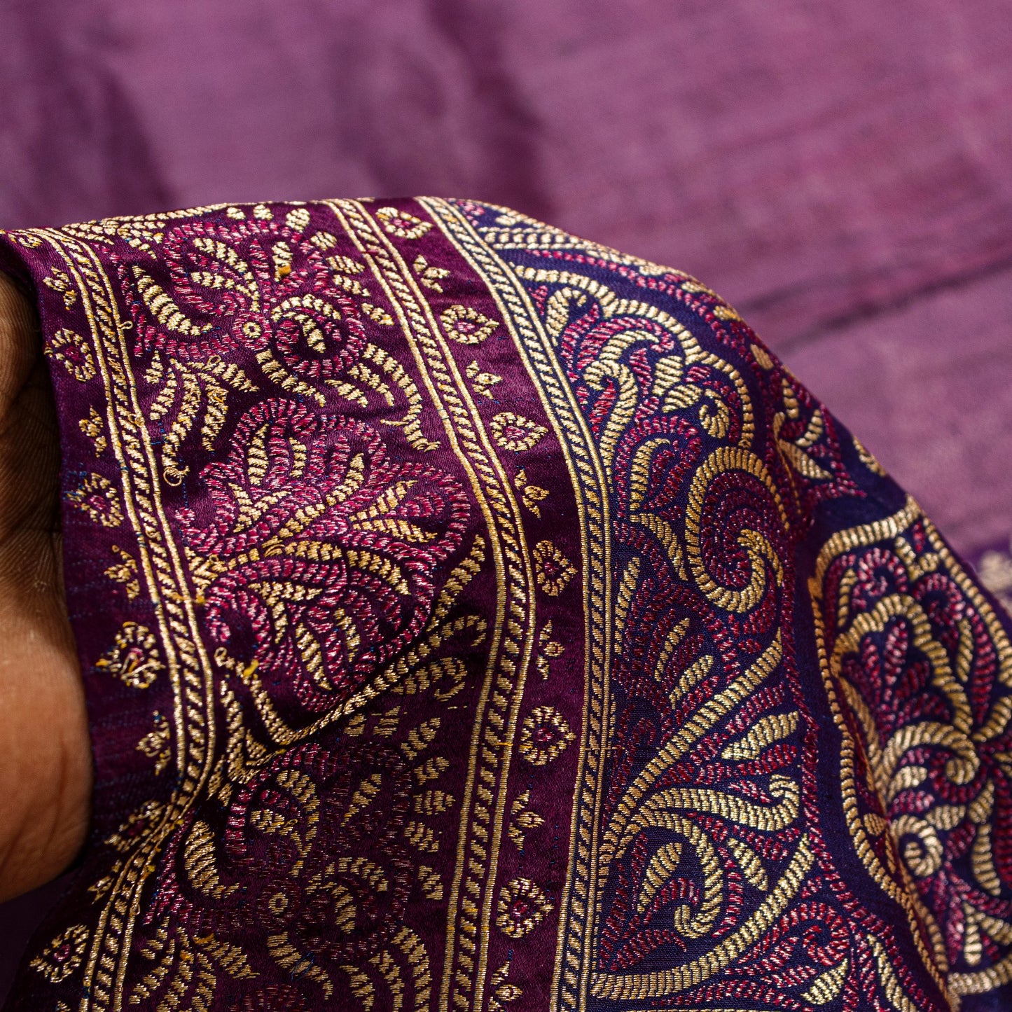 Sanskriti Vintage Purple Saree With Blouse Pc 100% Pure Silk Saree Brocade Woven 5.5+Yd Craft Fabric Create-Floral Dresses, Kaftan, Skirts