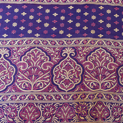 Sanskriti Vintage Purple Saree With Blouse Pc 100% Pure Silk Saree Brocade Woven 5.5+Yd Craft Fabric Create-Floral Dresses, Kaftan, Skirts
