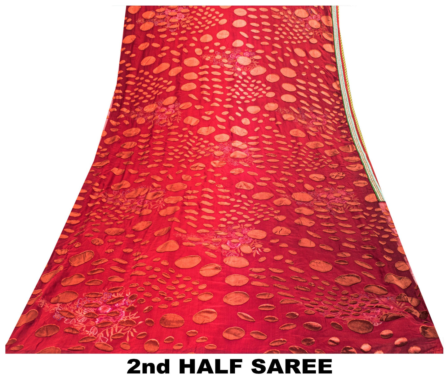 Sanskriti Vintage Red Saree With Blouse Piece 100% Pure Georgette Silk Saree 6+Yd Craft Fabric Hand Beaded Zardozi Dabka Rhinestone