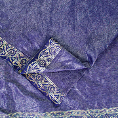 Sanskriti Vintage Purple Pure Silk Saree Brocade Woven 5.5+YD Fabric Blouse Pc