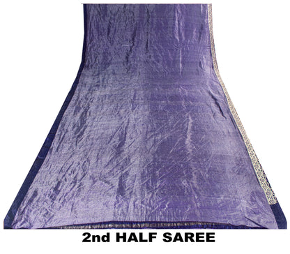 Sanskriti Vintage Purple Pure Silk Saree Brocade Woven 5.5+YD Fabric Blouse Pc