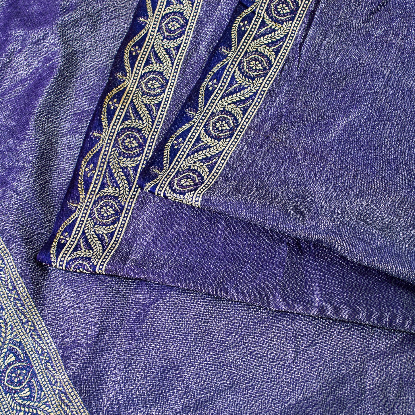 Sanskriti Vintage Purple Pure Silk Saree Brocade Woven 5.5+YD Fabric Blouse Pc