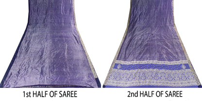 Sanskriti Vintage Purple Pure Silk Saree Brocade Woven 5.5+YD Fabric Blouse Pc