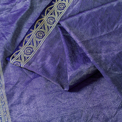 Sanskriti Vintage Purple Pure Silk Saree Brocade Woven 5.5+YD Fabric Blouse Pc