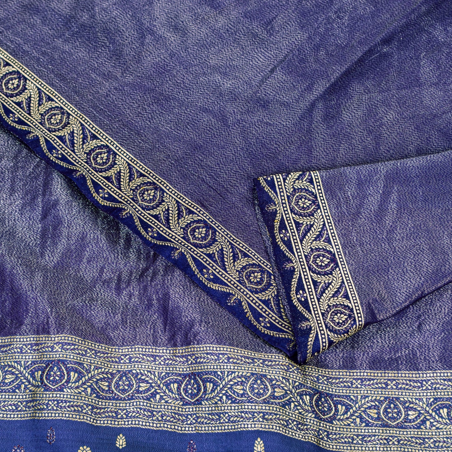 Sanskriti Vintage Purple Pure Silk Saree Brocade Woven 5.5+YD Fabric Blouse Pc