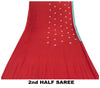 Sanskriti Vintage Red Pure Georgette Saree Hand Bead 5.5YD Fabric With Blouse Pc