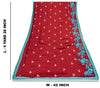Sanskriti Vintage Red Pure Georgette Saree Hand Bead 5.5YD Fabric With Blouse Pc