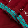 Sanskriti Vintage Red Pure Georgette Saree Hand Bead 5.5YD Fabric With Blouse Pc