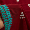 Sanskriti Vintage Red Pure Georgette Saree Hand Bead 5.5YD Fabric With Blouse Pc