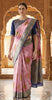 Sanskriti Vintage Pink Pure Silk Saree Handwoven Print Patch 5+YD Craft BlousePc