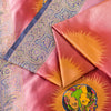 Sanskriti Vintage Pink Pure Silk Saree Handwoven Print Patch 5+YD Craft BlousePc