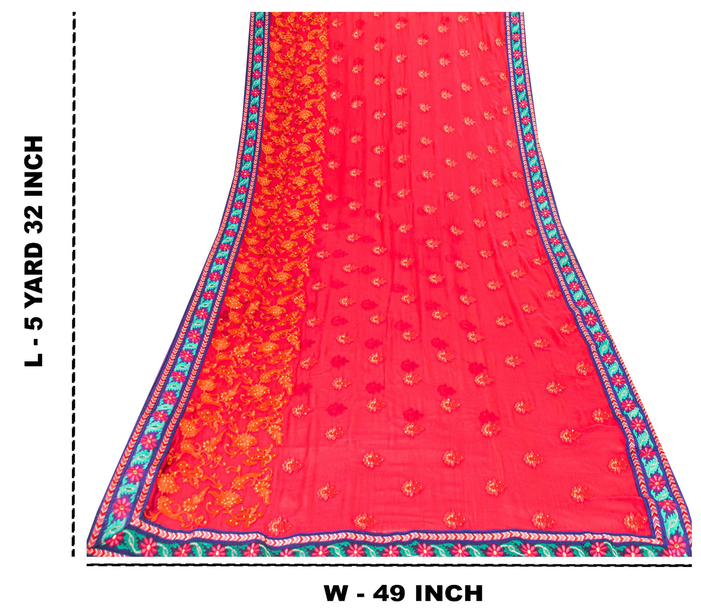 Sanskriti Vintage Pink Pure Georgette Saree Embroidered 5.5+YD Fabric Blouse Pc