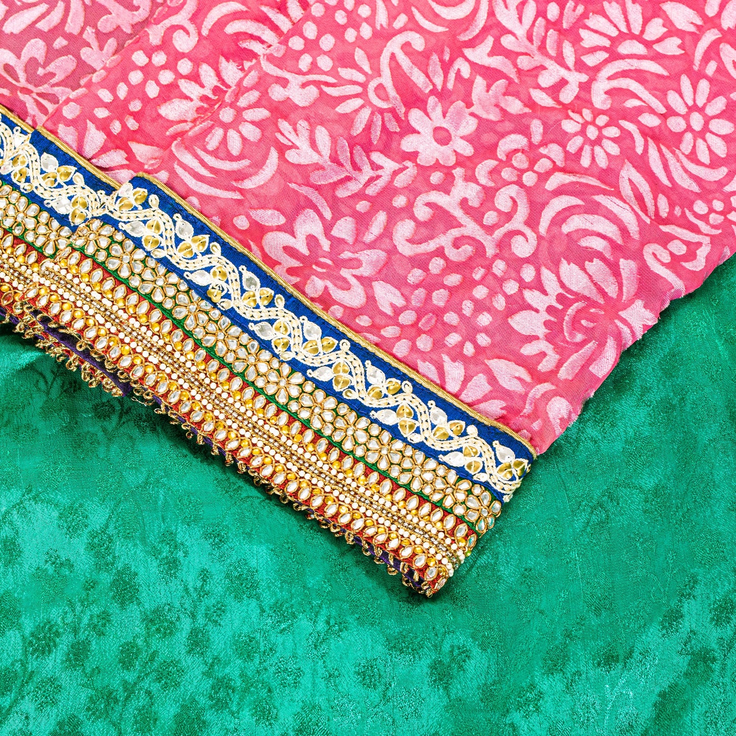 Sanskriti Vintage Green Pure Silk Saree Handbead Woven 6+YD Fabric WithBlouse Pc