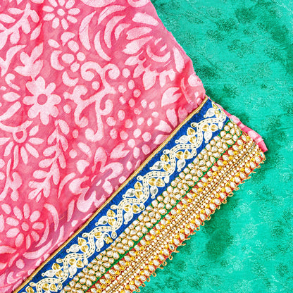 Sanskriti Vintage Green Pure Silk Saree Handbead Woven 6+YD Fabric WithBlouse Pc