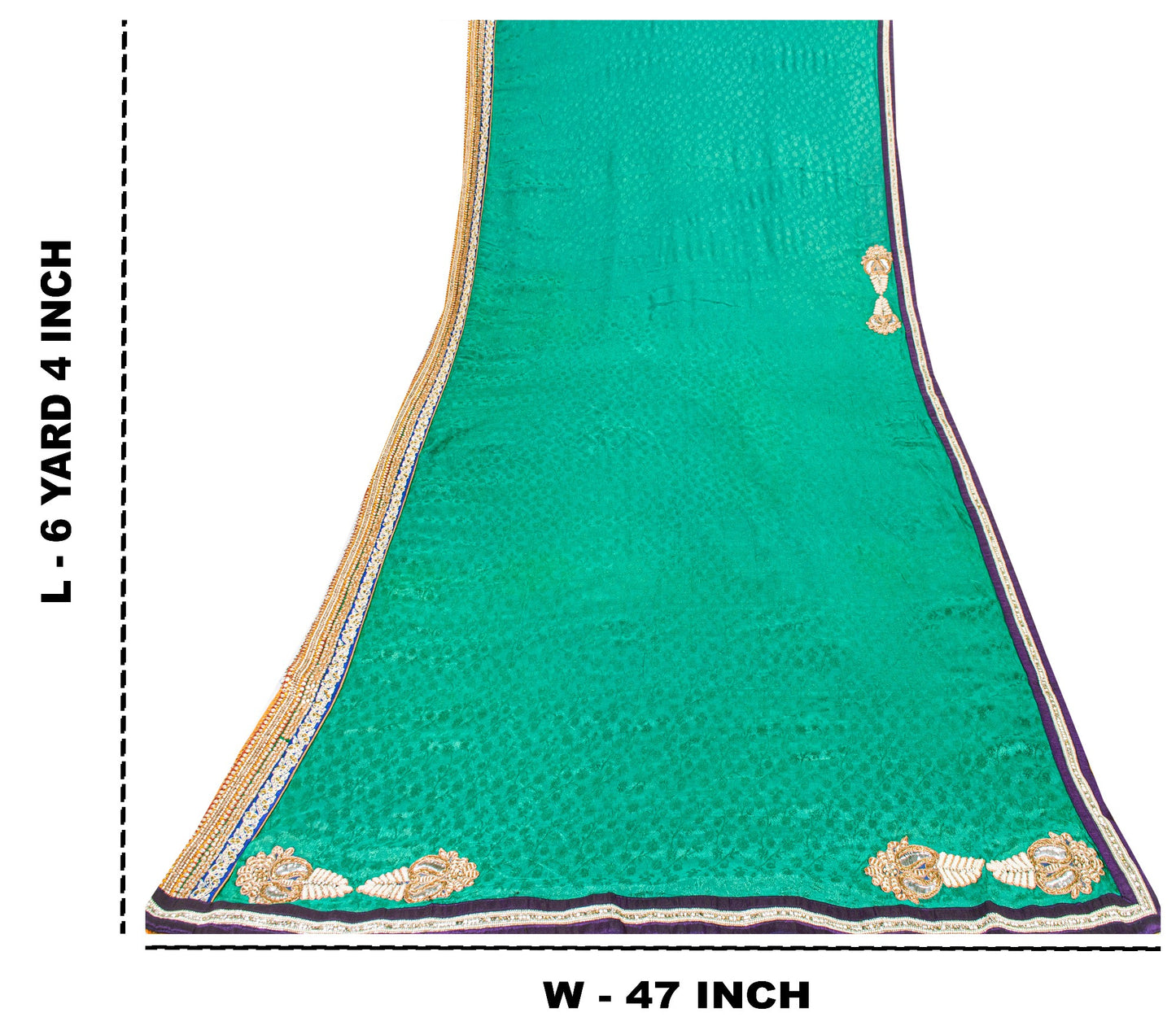 Sanskriti Vintage Green Pure Silk Saree Handbead Woven 6+YD Fabric WithBlouse Pc