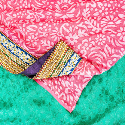 Sanskriti Vintage Green Pure Silk Saree Handbead Woven 6+YD Fabric WithBlouse Pc