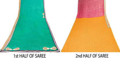 Sanskriti Vintage Green Pure Silk Saree Handbead Woven 6+YD Fabric WithBlouse Pc