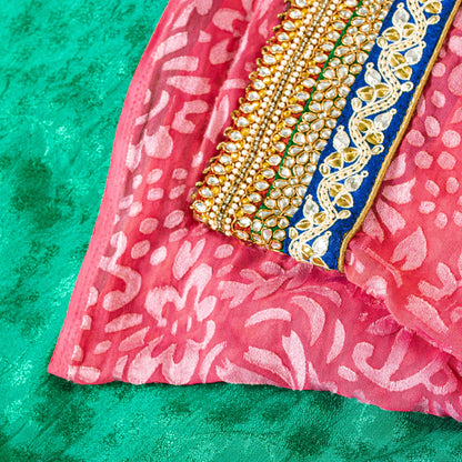 Sanskriti Vintage Green Pure Silk Saree Handbead Woven 6+YD Fabric WithBlouse Pc