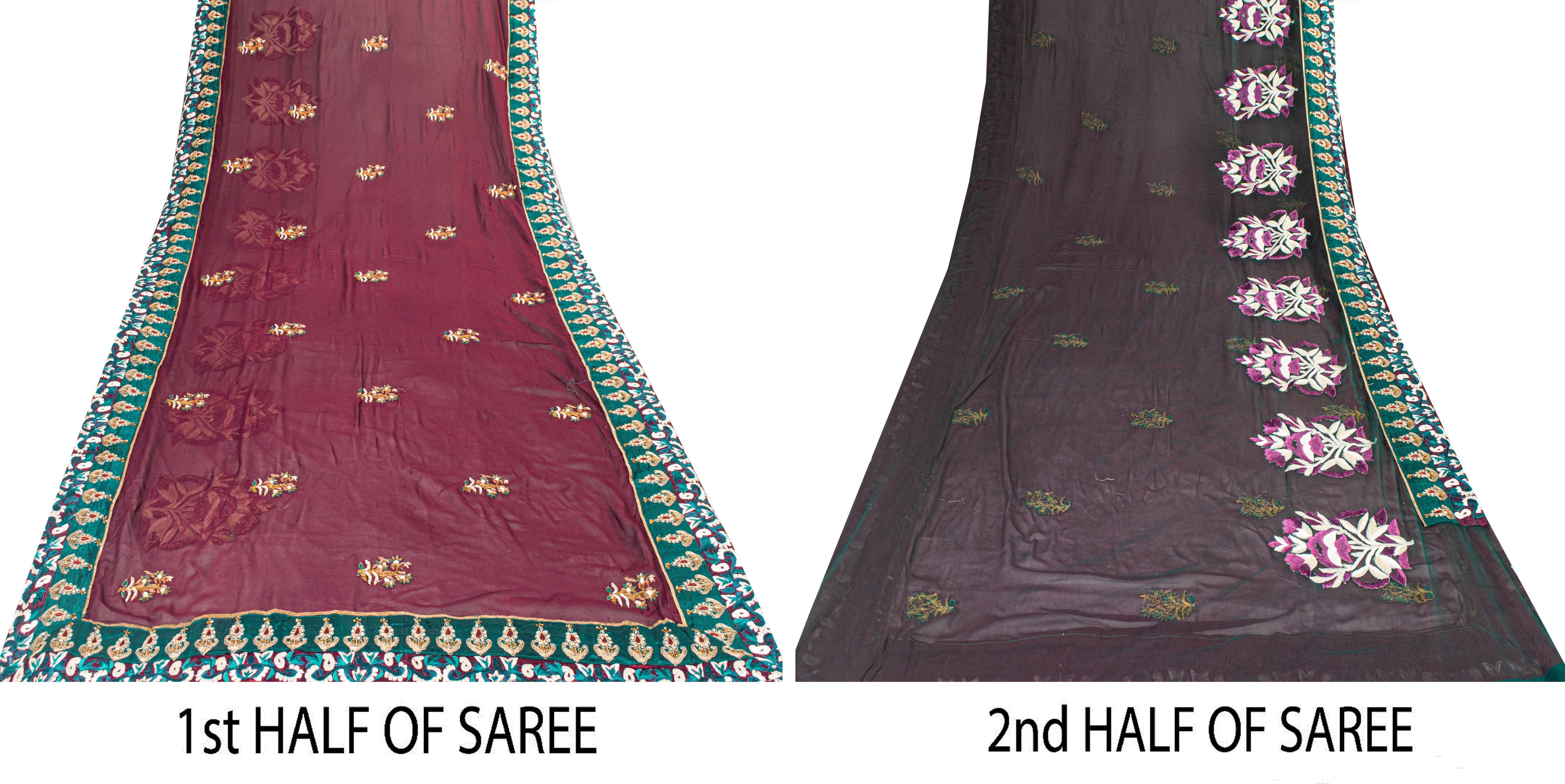 Sanskriti Vintage Purple Pure Georgette Saree Handmade 5+YD Fabric & Blouse Pc