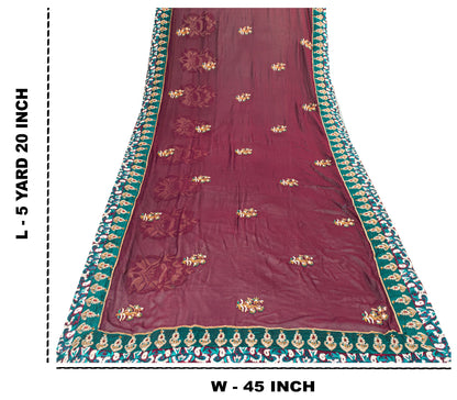 Sanskriti Vintage Purple Pure Georgette Saree Handmade 5+YD Fabric & Blouse Pc