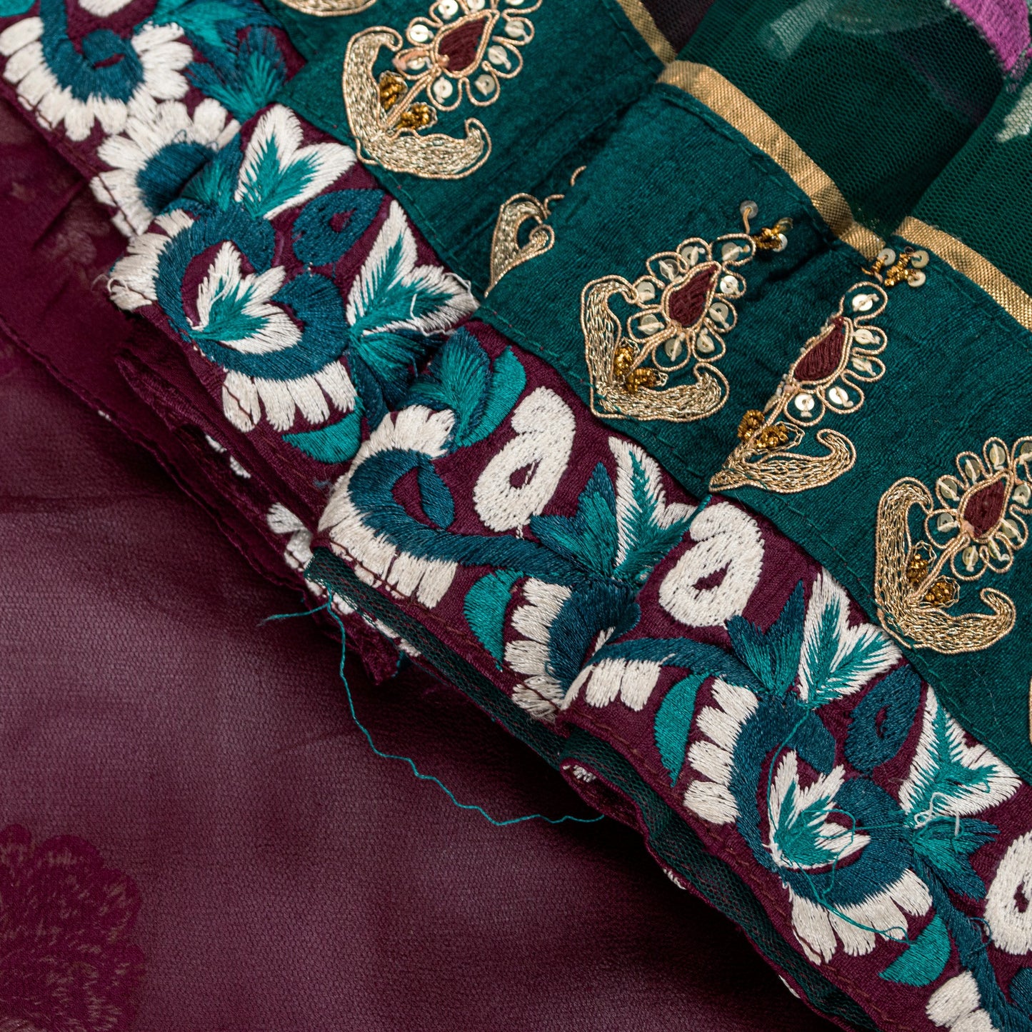 Sanskriti Vintage Purple Pure Georgette Saree Handmade 5+YD Fabric & Blouse Pc