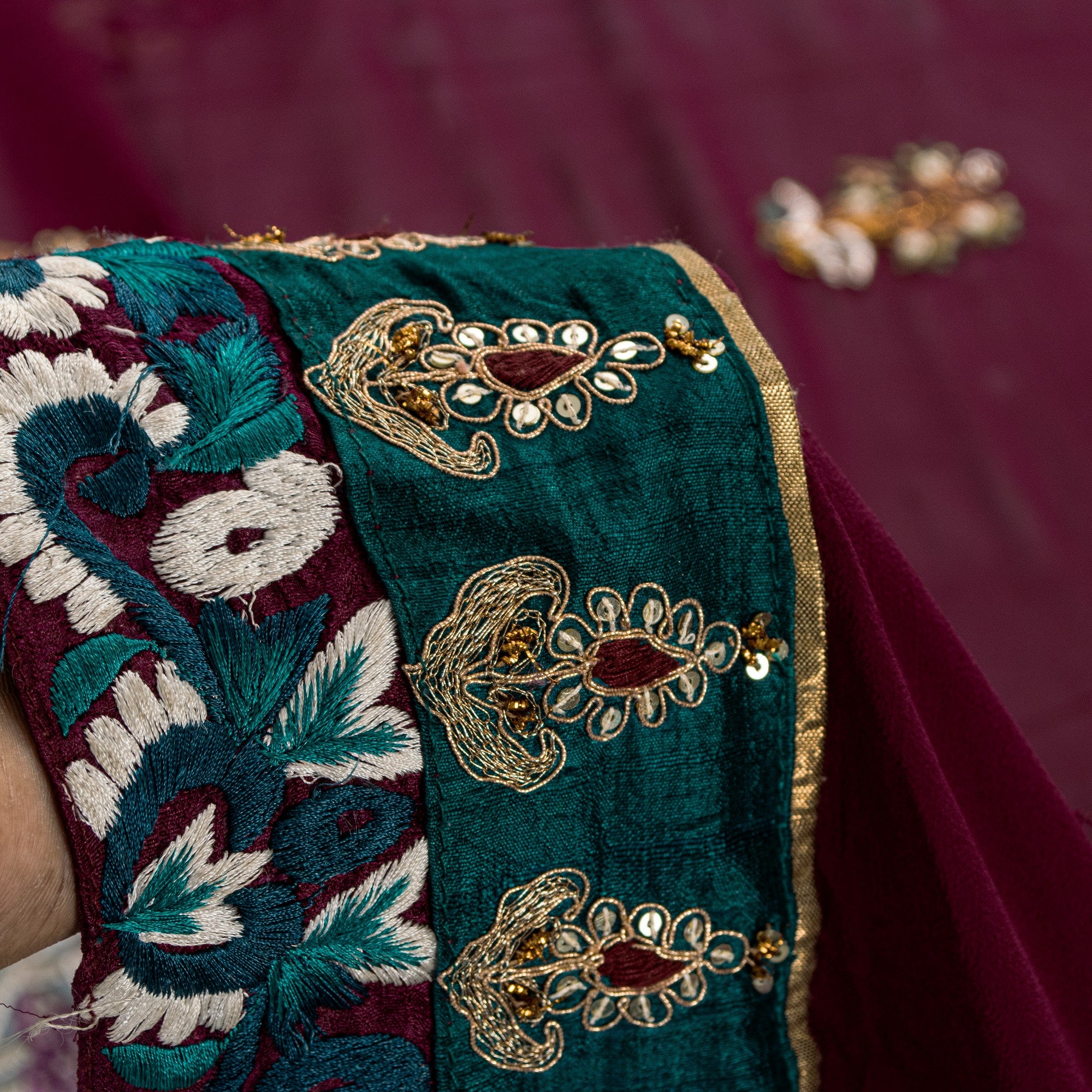 Sanskriti Vintage Purple Pure Georgette Saree Handmade 5+YD Fabric & Blouse Pc