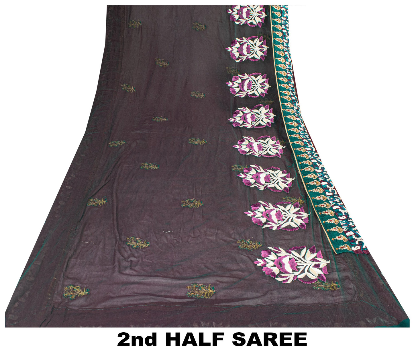 Sanskriti Vintage Purple Pure Georgette Saree Handmade 5+YD Fabric & Blouse Pc