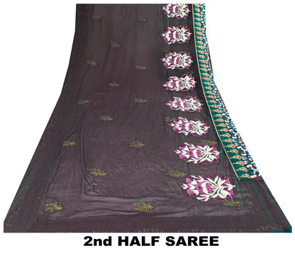 Sanskriti Vintage Purple Pure Georgette Saree Handmade 5+YD Fabric & Blouse Pc