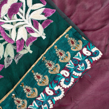 Sanskriti Vintage Purple Pure Georgette Saree Handmade 5+YD Fabric & Blouse Pc