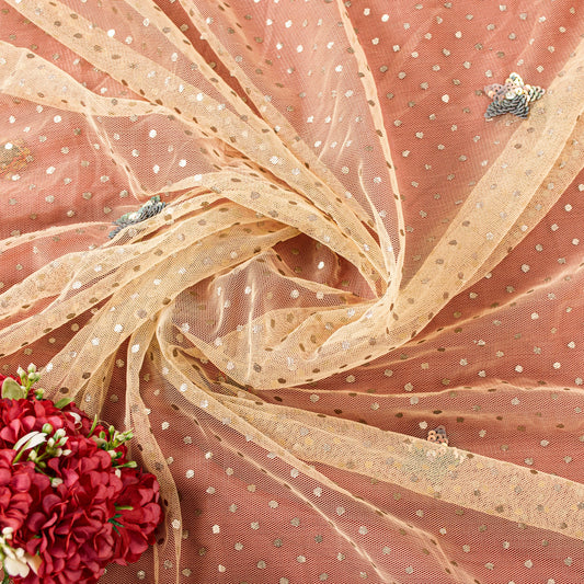 Sanskriti Vintage Red-Pink Pure Georgette Net 5YD Saree Hand Bead Sari Blouse Pc