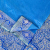 Sanskriti Vintage Blue Pure Silk Saree Brocade Woven 5.+YD Fabric With Blouse Pc