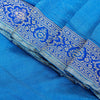 Sanskriti Vintage Blue Pure Silk Saree Brocade Woven 5.+YD Fabric With Blouse Pc