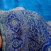 Sanskriti Vintage Blue Pure Silk Saree Brocade Woven 5.+YD Fabric With Blouse Pc