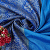 Sanskriti Vintage Blue Pure Silk Saree Brocade Woven 5.+YD Fabric With Blouse Pc