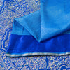 Sanskriti Vintage Blue Pure Silk Saree Brocade Woven 5.+YD Fabric With Blouse Pc