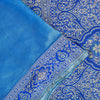 Sanskriti Vintage Blue Pure Silk Saree Brocade Woven 5.+YD Fabric With Blouse Pc