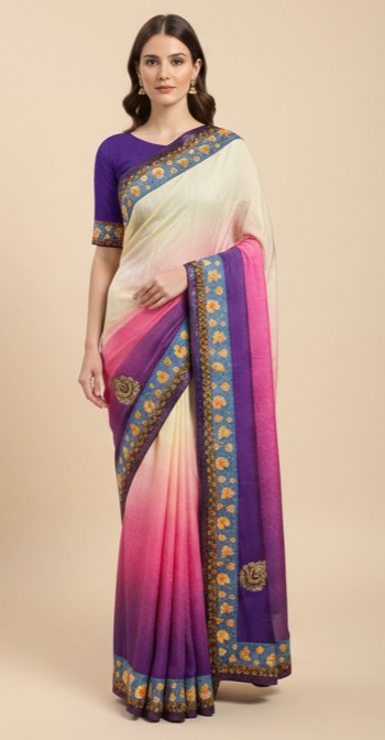 Sanskriti Vintage Sarees With Blouse Piece 100% Pure Silk Multicolor Saree Embroidered Zardozi Dabka, Glass Beaded Woven 5.5+Yd Fabric