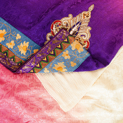 Sanskriti Vintage Sarees With Blouse Piece 100% Pure Silk Multicolor Saree Embroidered Zardozi Dabka, Glass Beaded Woven 5.5+Yd Fabric