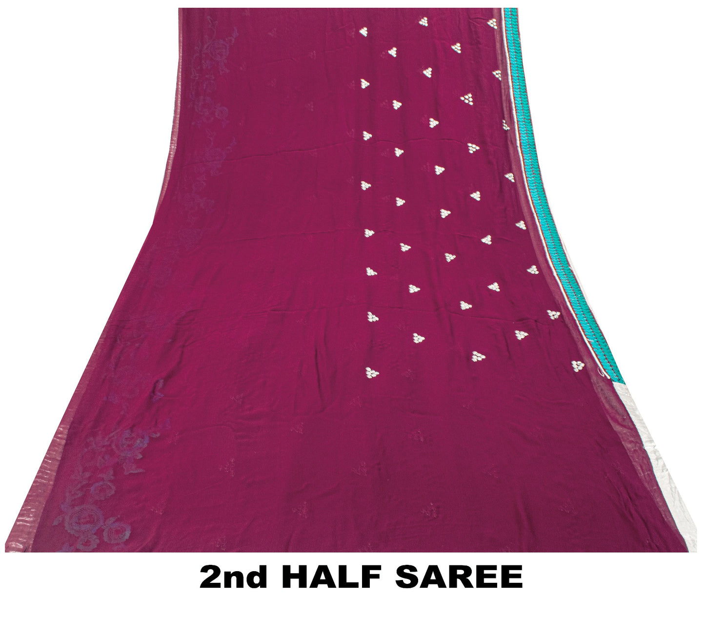 Sanskriti Vintage Purple Pure Georgette Saree Hand Embroidered Sari 6 Yard Craft