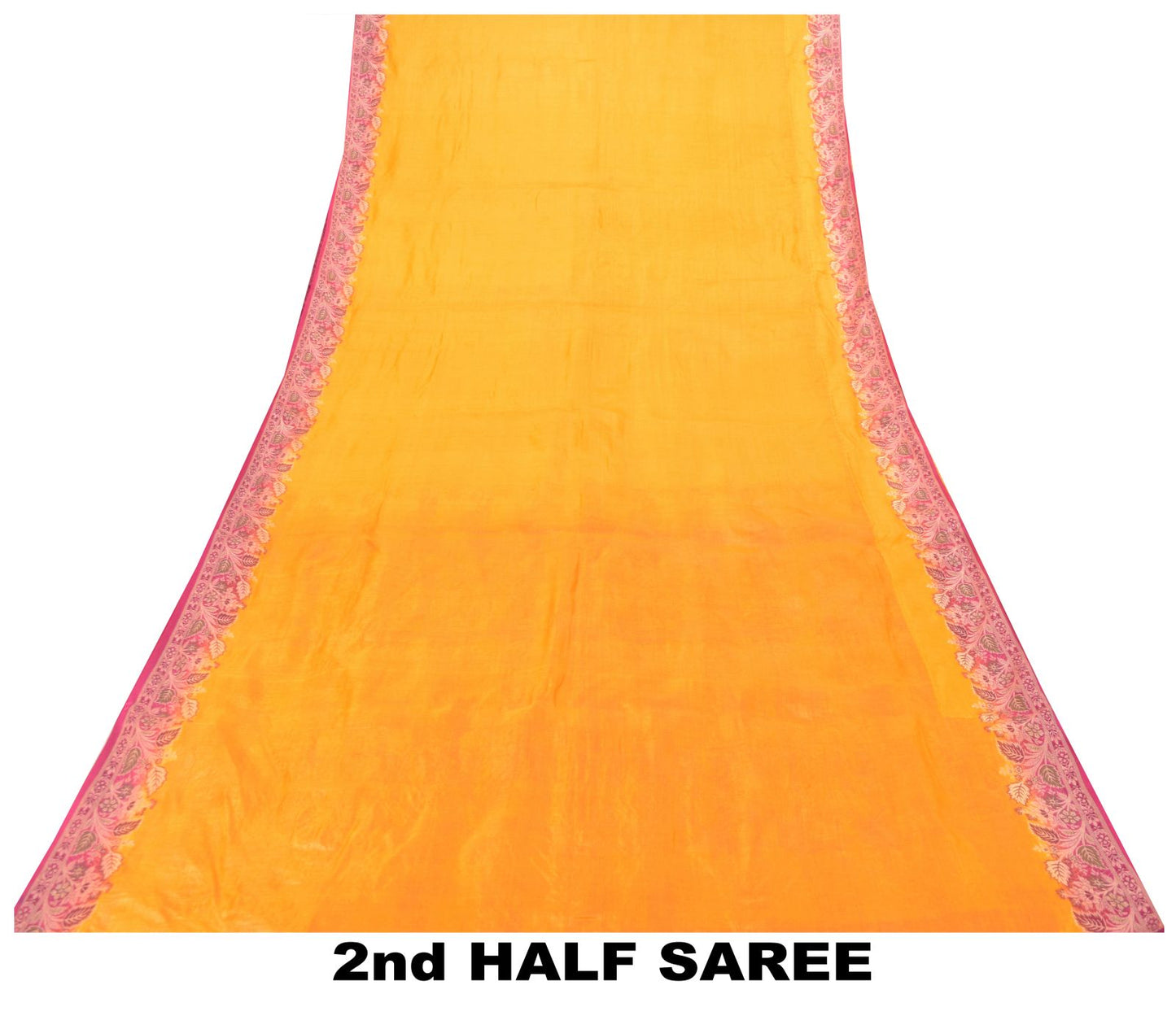 Sanskriti Vintage Soft Yellow-Pink Pure Silk Saree Brocade Woven Sari 5.5 Craft