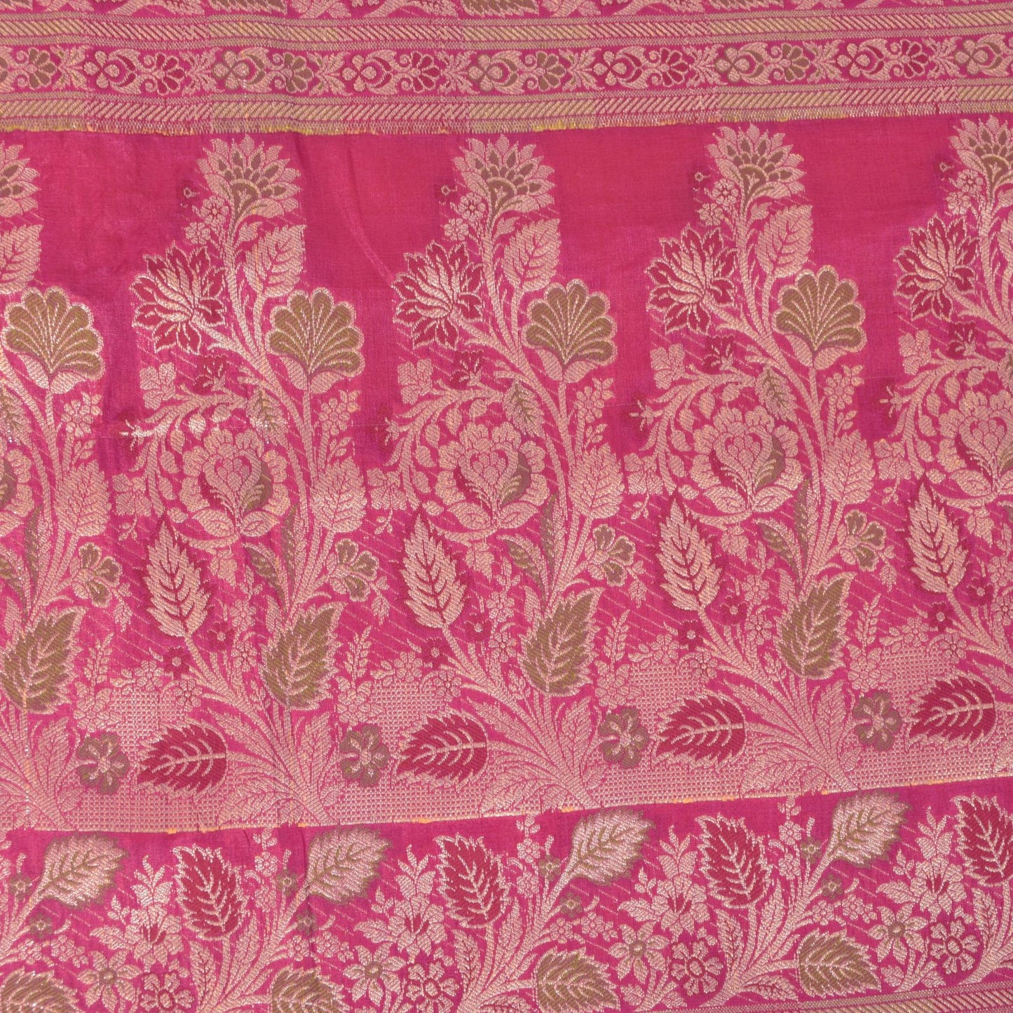 Sanskriti Vintage Soft Yellow-Pink Pure Silk Saree Brocade Woven Sari 5.5 Craft