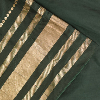 Sanskriti Vintage Green Soft Pure Silk Saree Brocade Zari Hand Woven Sari 5+YD